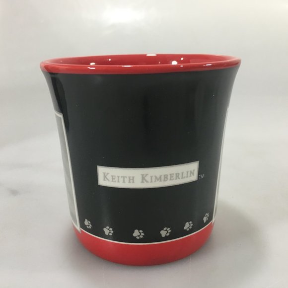 Keith Kimberlin Puppy & Kitten on Black & Red Mug Cup NEW 12 oz Love Friendship - Picture 2 of 5